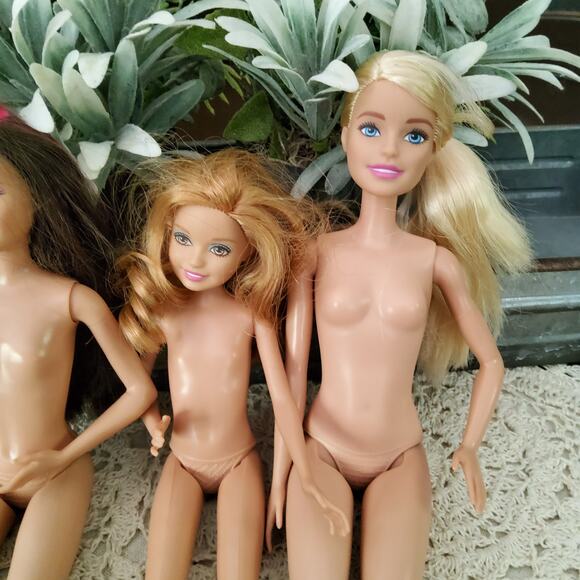 Mattel Barbie Doll Set of 3 Lot Barbie Skipper Stacie Pink Hair No Clothes - Picture 3 of 9